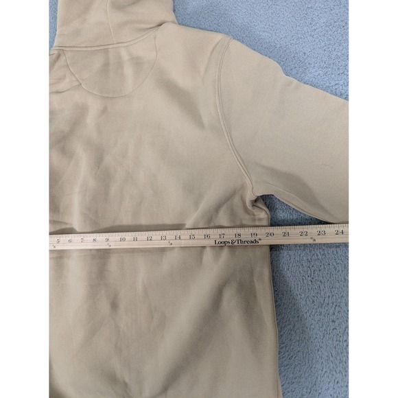 True Religion Hoodie Mens Large Beige Navy TR Logo Pullover Sweatshirt New Tags - Picture 10 of 11